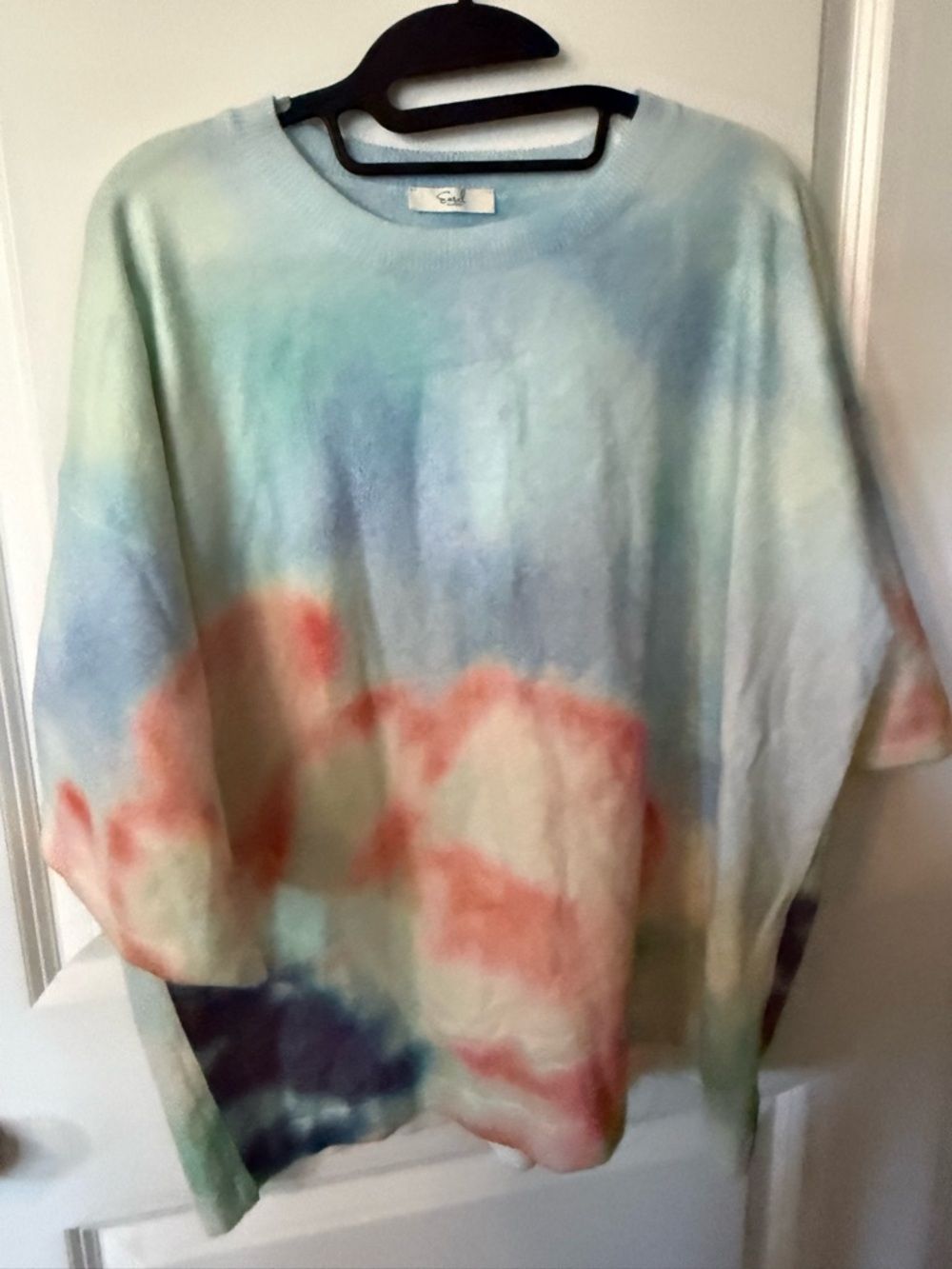 easel Multi-Color Tie-Dye Crew Neck Sweater short sleeve